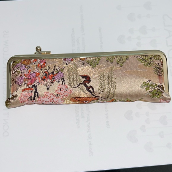 Japanese Nishijin Silk Brocade Wallet Clutch Bag With Accessories - Picture 1 of 4